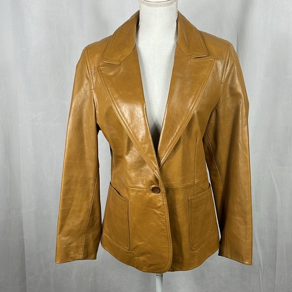 Vintage Rogue Leather by Reilly Olmes Camel Brown Leather Jacket. - Picture 2 of 12